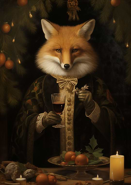 Fox Drink Wine Xmas
