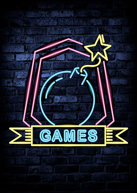 Boom Games Neon Poster