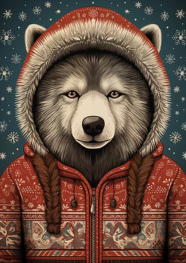 Husky Dog Christmas Art