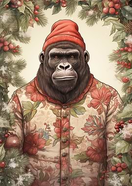 Gorilla Portrait Xmas