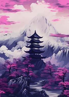 The purple Japanese temple