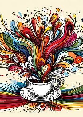 One line cup of coffee