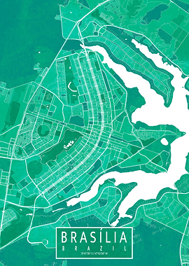 Brasilia Map Watercolor