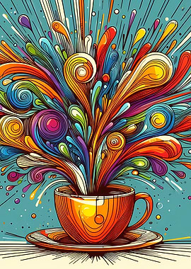 One line cup of coffee