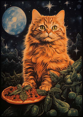 Cat vintage in space
