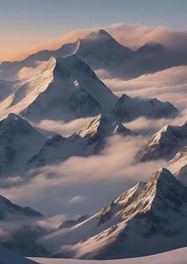 Snowy mountain peaks