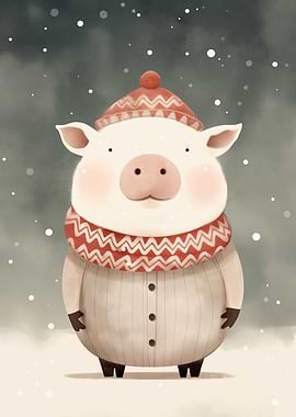 Cute Funny Pig Xmas