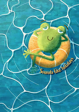 A cute frog in holidays