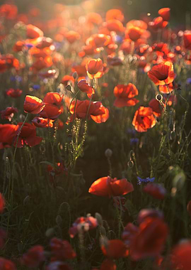 Red poppie field