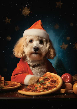 Poodle Christmas Art