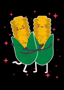 Cute Corn Couple Hugging