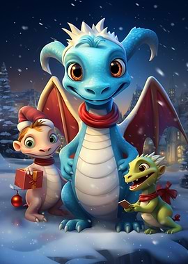Christmas Dragon Family