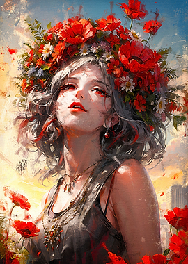 Woman Wreath of Flowers