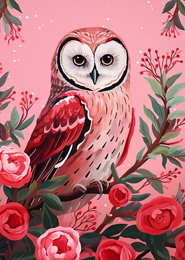 Cute Pink Xmas Owl