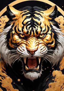 japanese tiger art poster