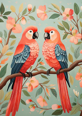 Parrot Couple in Nature