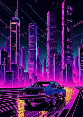 Retro wave Car
