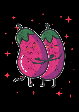 Cute Eggplant Couple