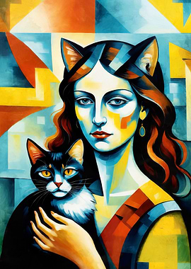 Catwoman with cat portrait