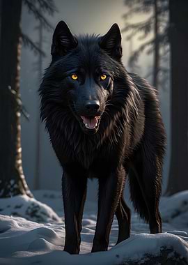 Black Wolf Yellow Eyes