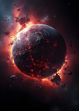 Planet with asteroid