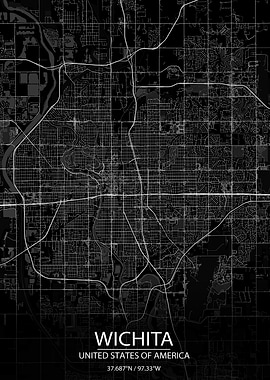 Wichita Kansas Black Map