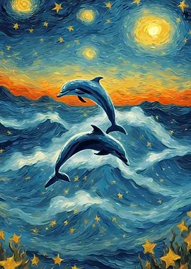Starry Night Dolphins
