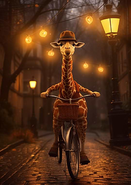 Giraffe Riding a Bicycle