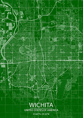 Wichita Kansas Green Map
