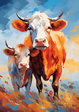 Cow couple painting
