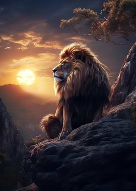 lion king in sunset