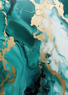Teal Gold Marble Texture