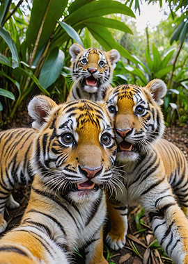 Baby tiger taking selfie