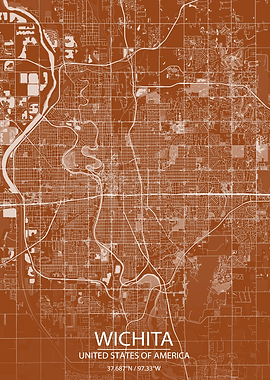Wichita Kansas Brown Map