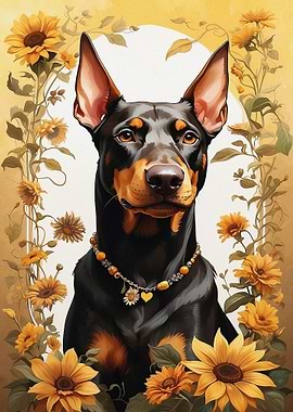 doberman dog flowers