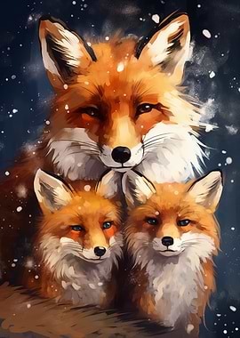 Merry Xmas Fox Family