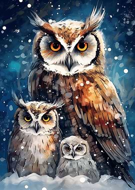 Owl Family Xmas