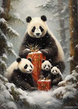 Panda Bear Family Xmas