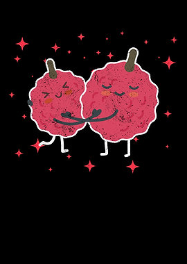 Cute Lychee Couple Hugging