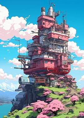 Mechanical House On Cliff