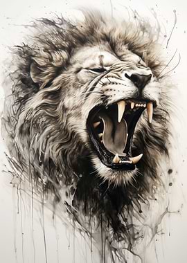 Portait of a roaring lion