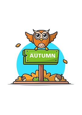 Autumn Sign with Cute Owl