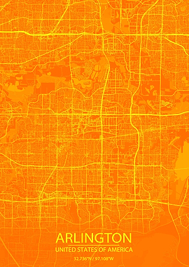 Arlington Texas Orange Map