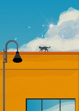 Cat On a yellow building