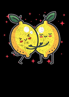 Cute Lemon Couple Hugging