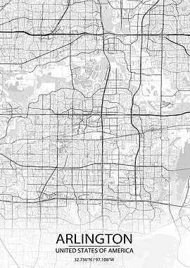 Arlington Texas White Map