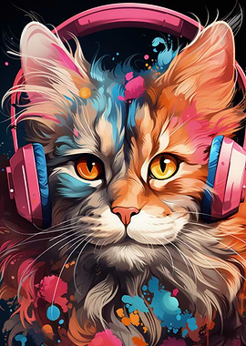 Headphones cat