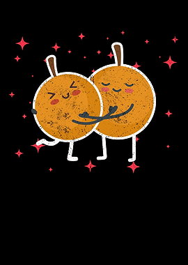 Cute Longan Couple Hugging