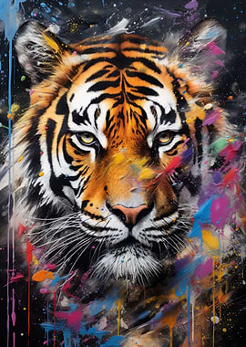 Tiger Walking in Paint