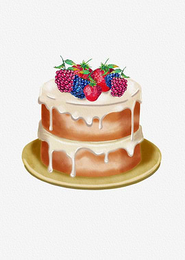 Watercolour Christmas Cake